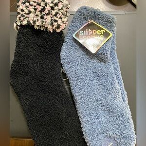 Cozy Black and Blue Slipper Socks
